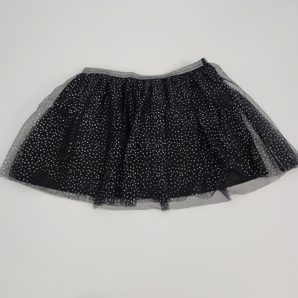 Girls size XL 14-16 Black Tulle Skirt Silver Glitter Halloween Tutu
